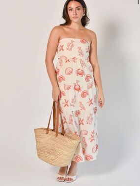 Kleo Shell Print Strapless Maxi Dress